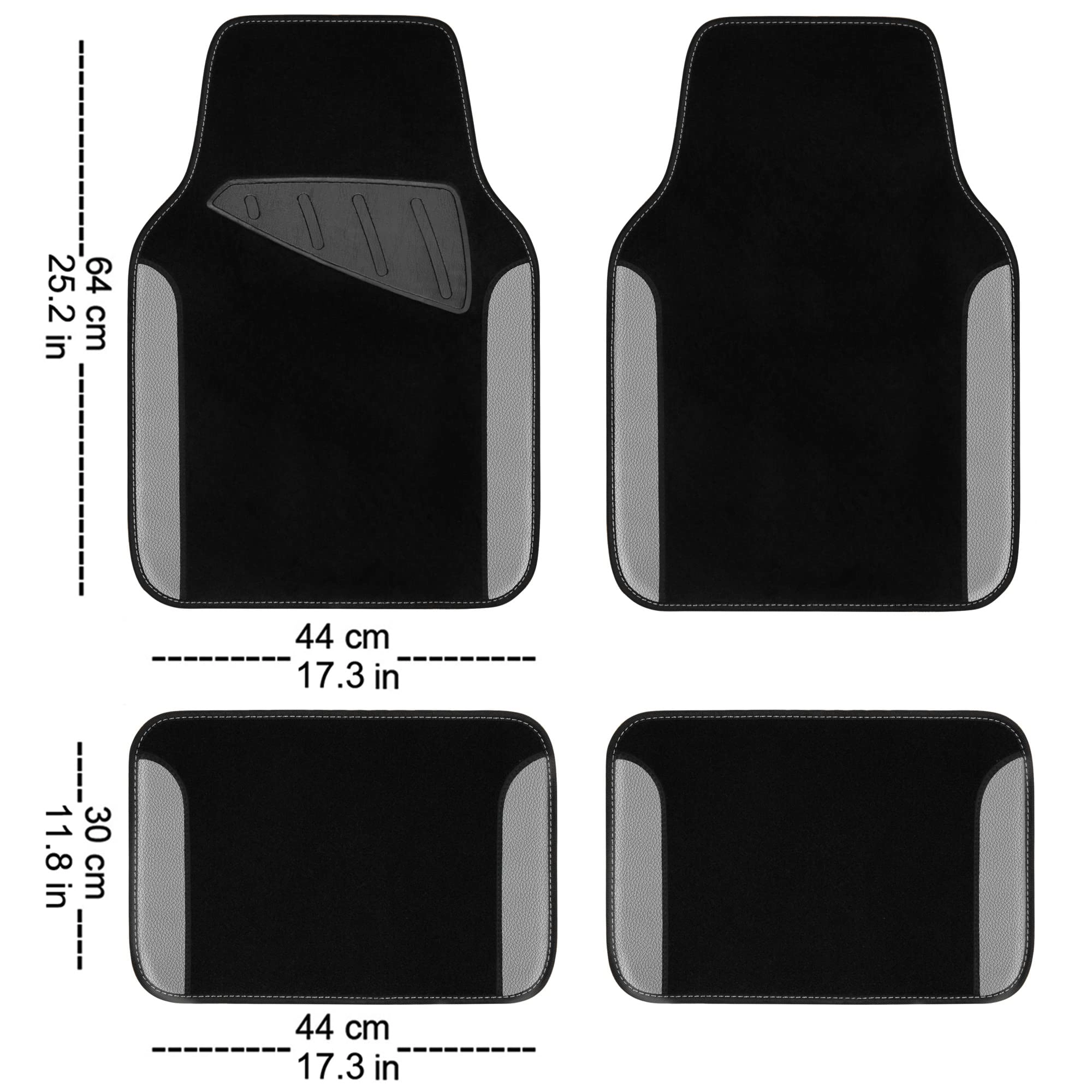 Universal Fit Car Floor Mats - Set of 4pcs Black and Burgundy
