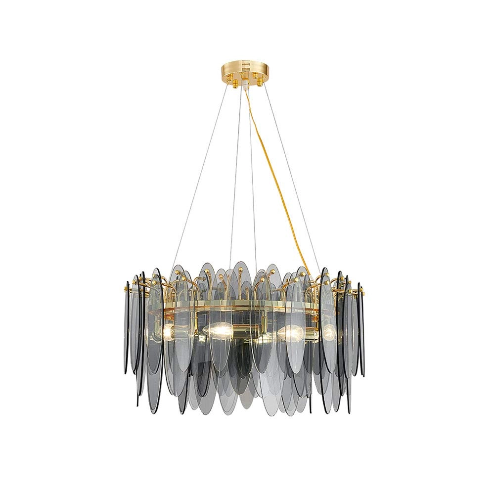 E14 Nordic Post-modern Creative Glass Chandelier - 8 head Soot cover