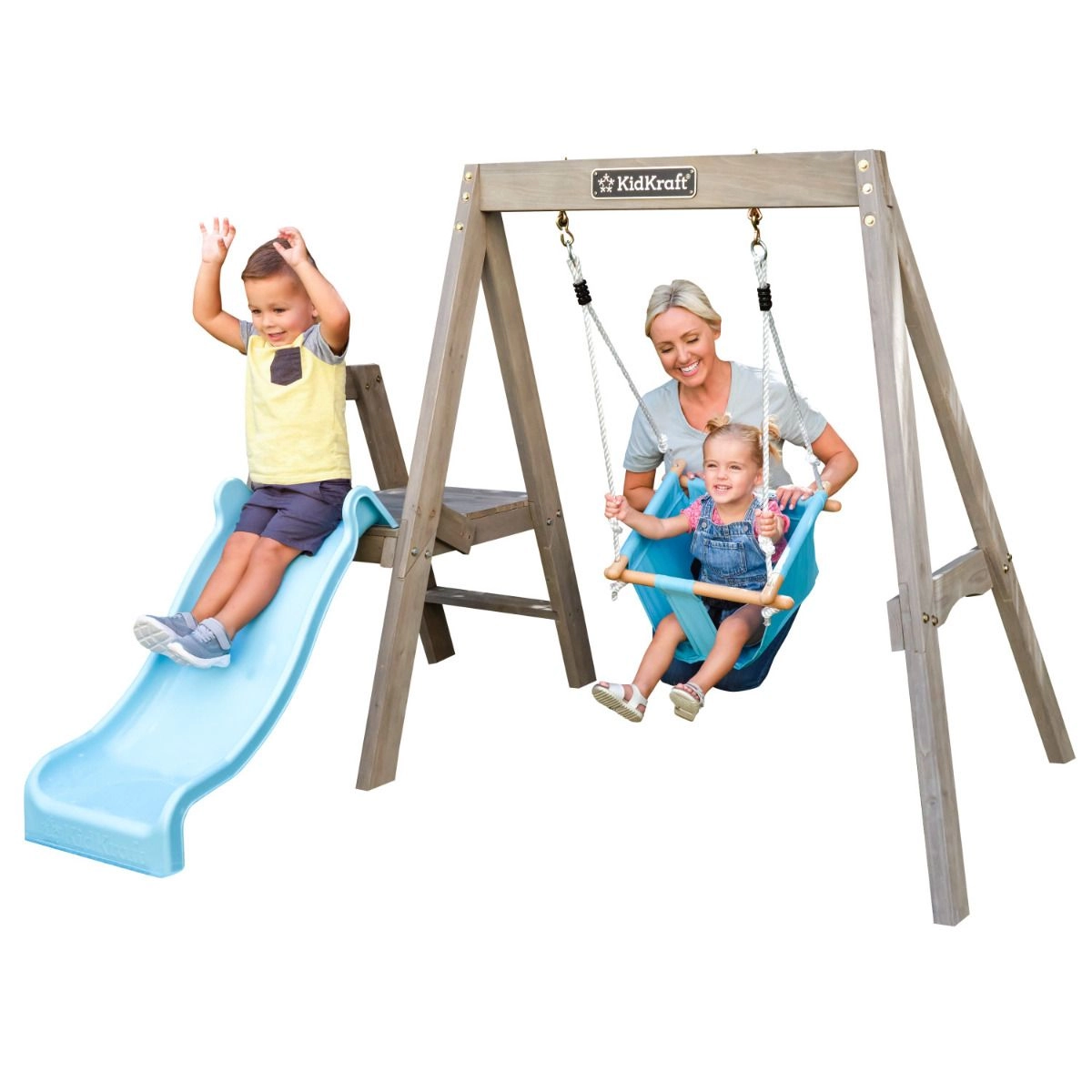 First Play Wooden Swing Set - 18-36 months Wave slide