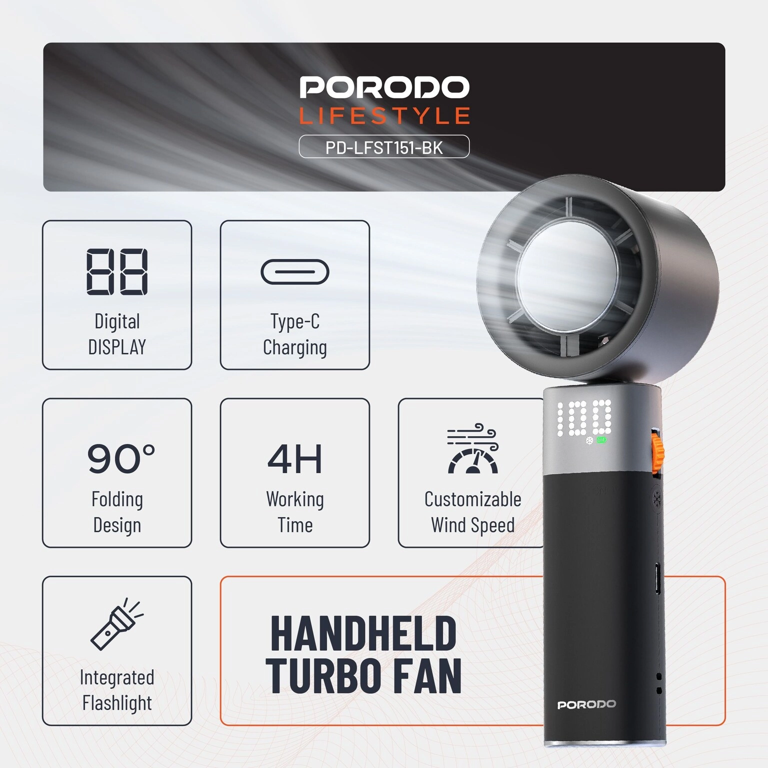 Life Style Handheld Turbo Fan - 13000RPM 3000mAh USB-C