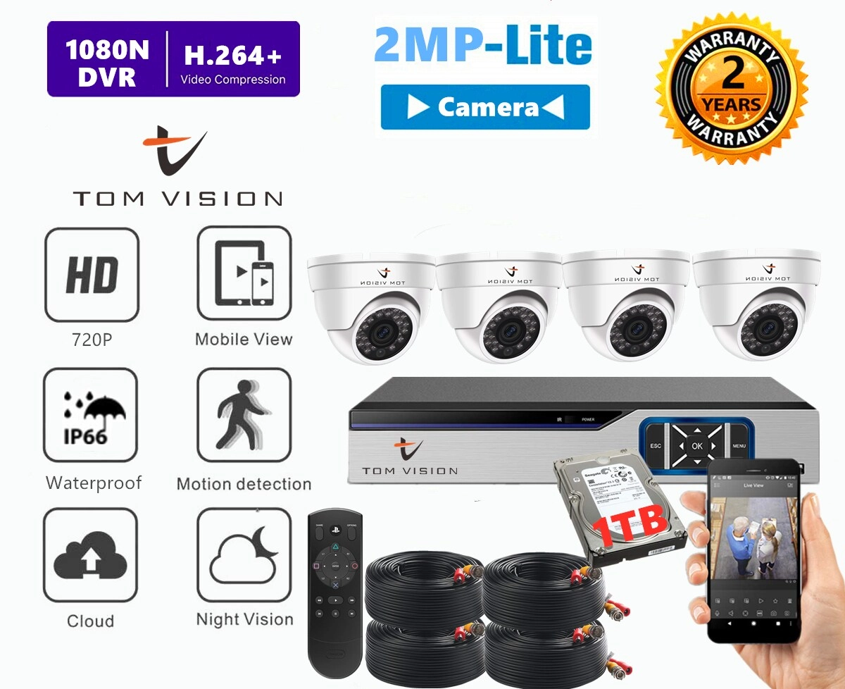 2Megapixels 4Channel Home Security Camera System - 4Pcs 720p
