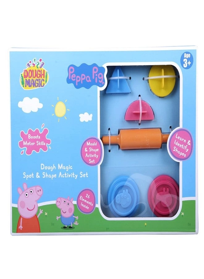 Dough Magic Peppa Pig Spot & Shape Activity Set - 4 Tubs 50gm 6 Shape Cutters 12 Sheets