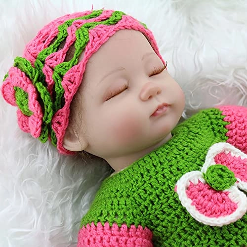 Reborn Baby Doll - 18 Inch Vinyl Cotton Body Green And Pink Thread Skirt
