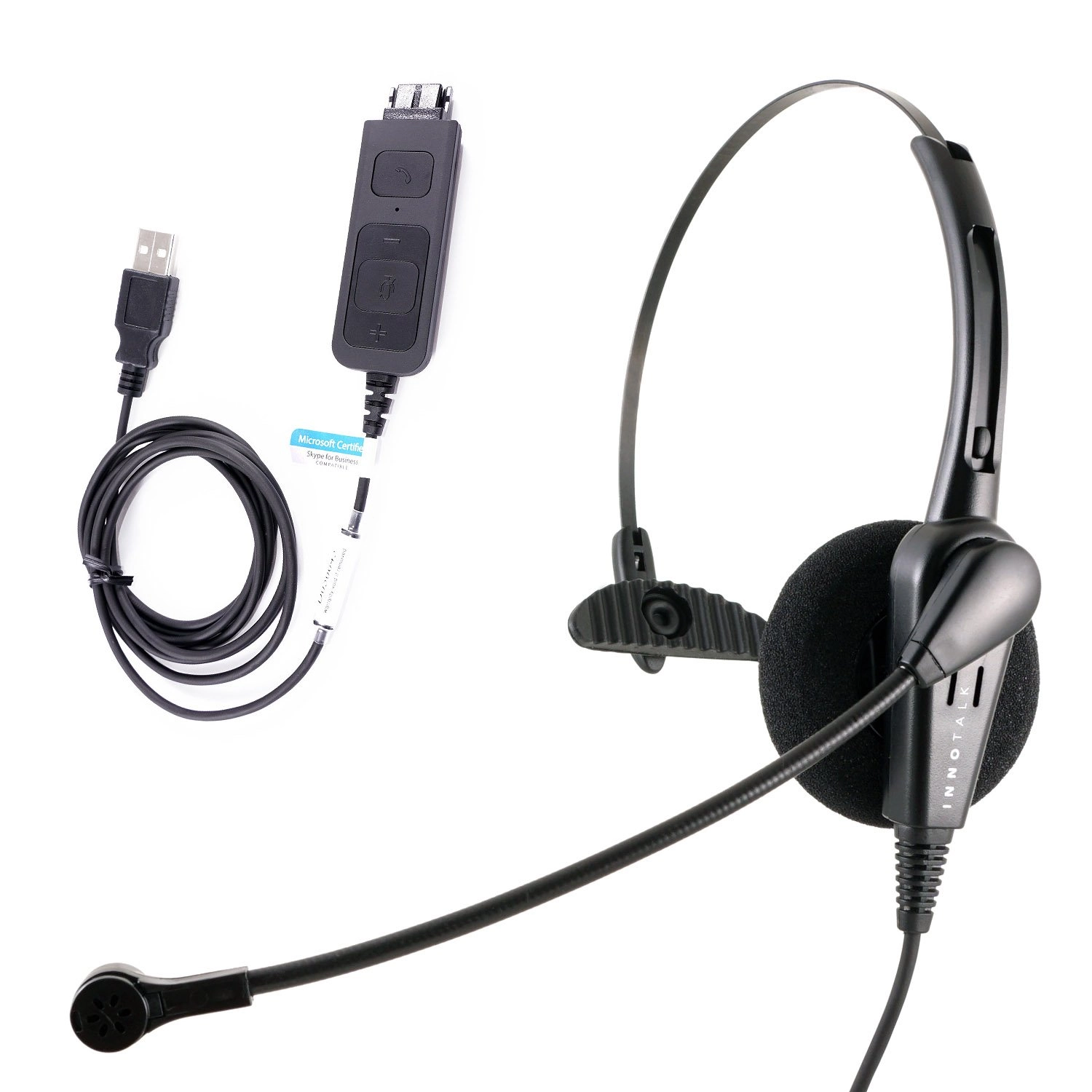 INNOTALK Classic Monaural USB G cord Headset Wired Headset