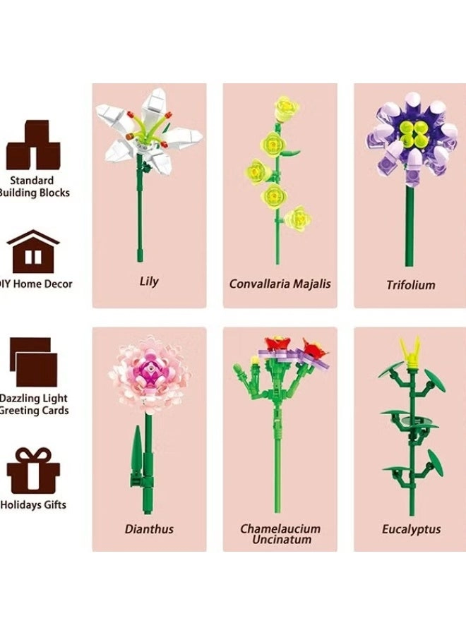Flower Bouquet Building Blocks - Pink Dianthus Lily 514 pcs