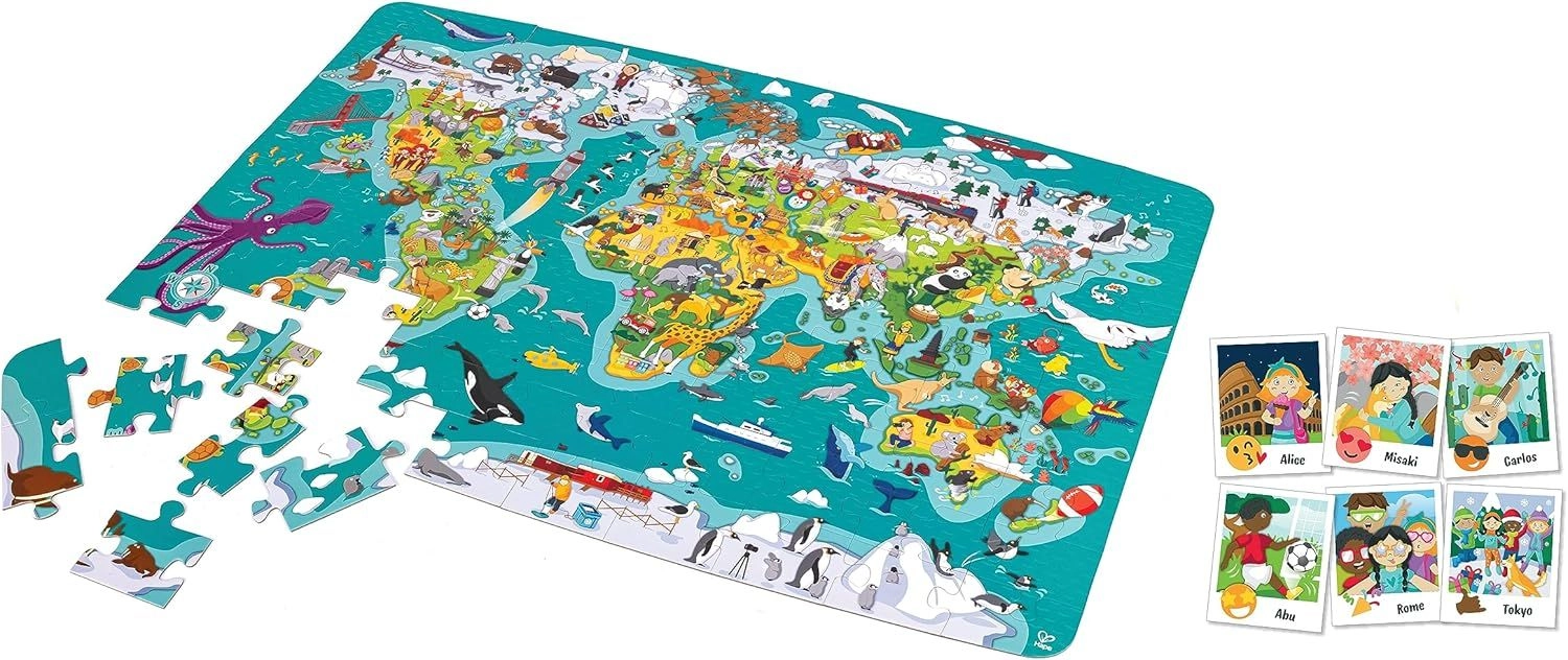 Hape World Observation Map Puzzle - 5+ 100 pieces
