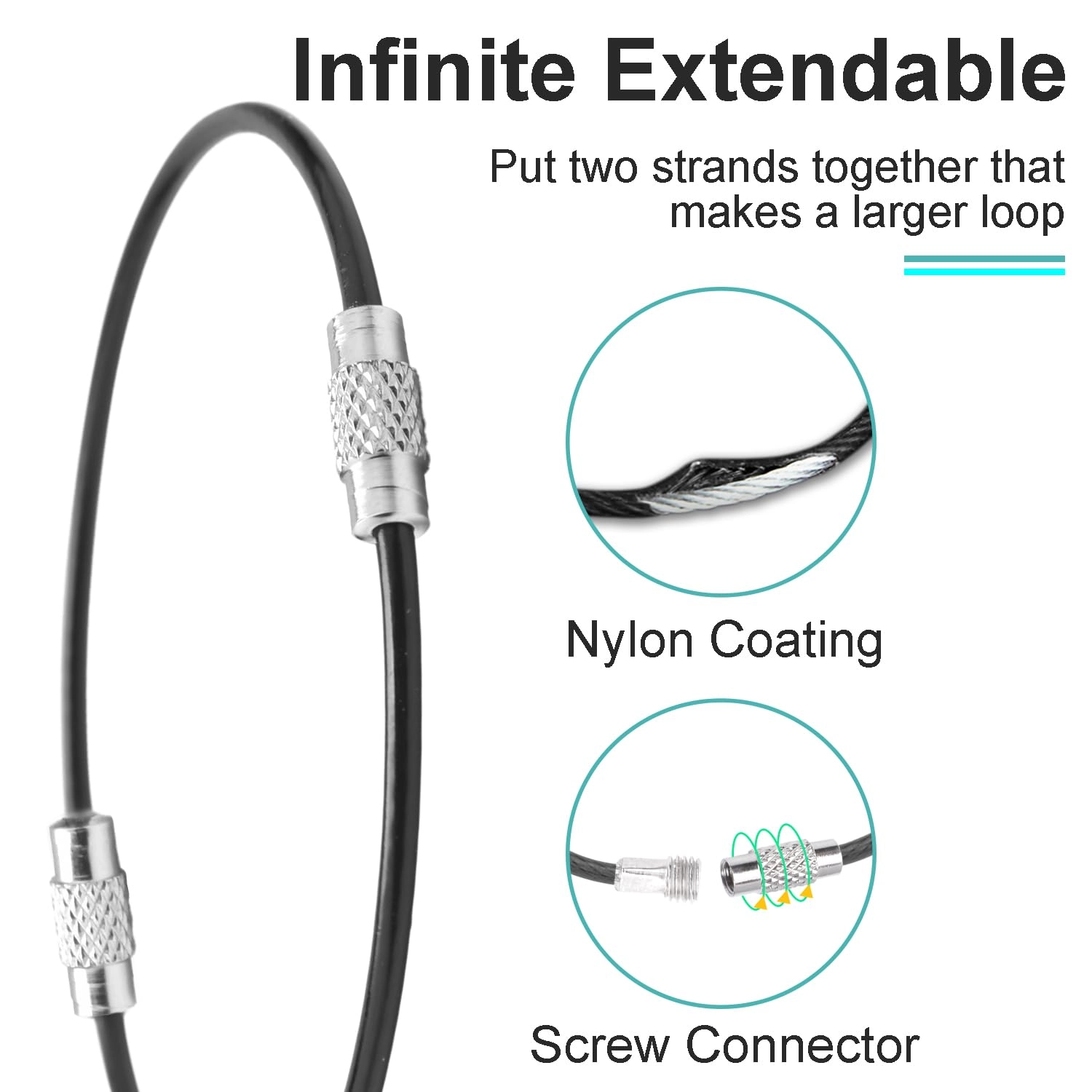 Cable Key Ring - 25 Pack 4 Inch