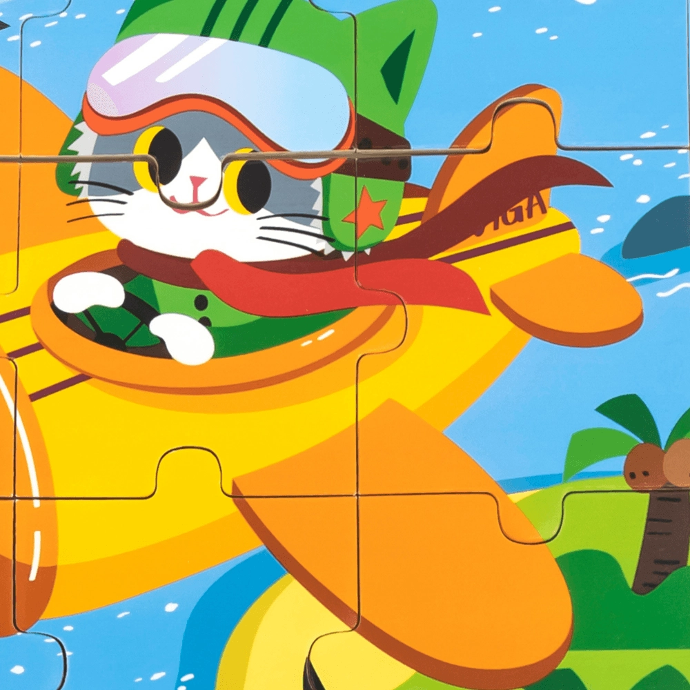 Cat On A Plane Wooden Puzzle (29464294-44632) - 9 pcs