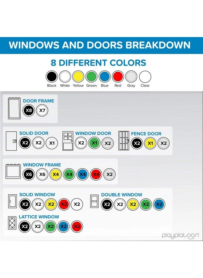 Windows Doors And Roof Tops Set - Construction 400 pcs