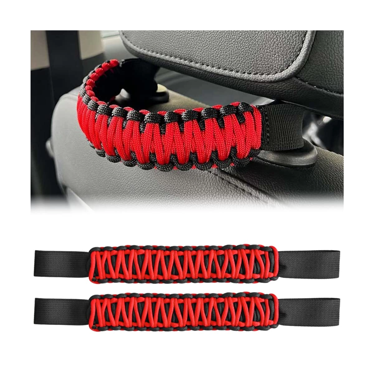 CGEAMDY Headrest Grab Handles - 2Pcs Red Nylon