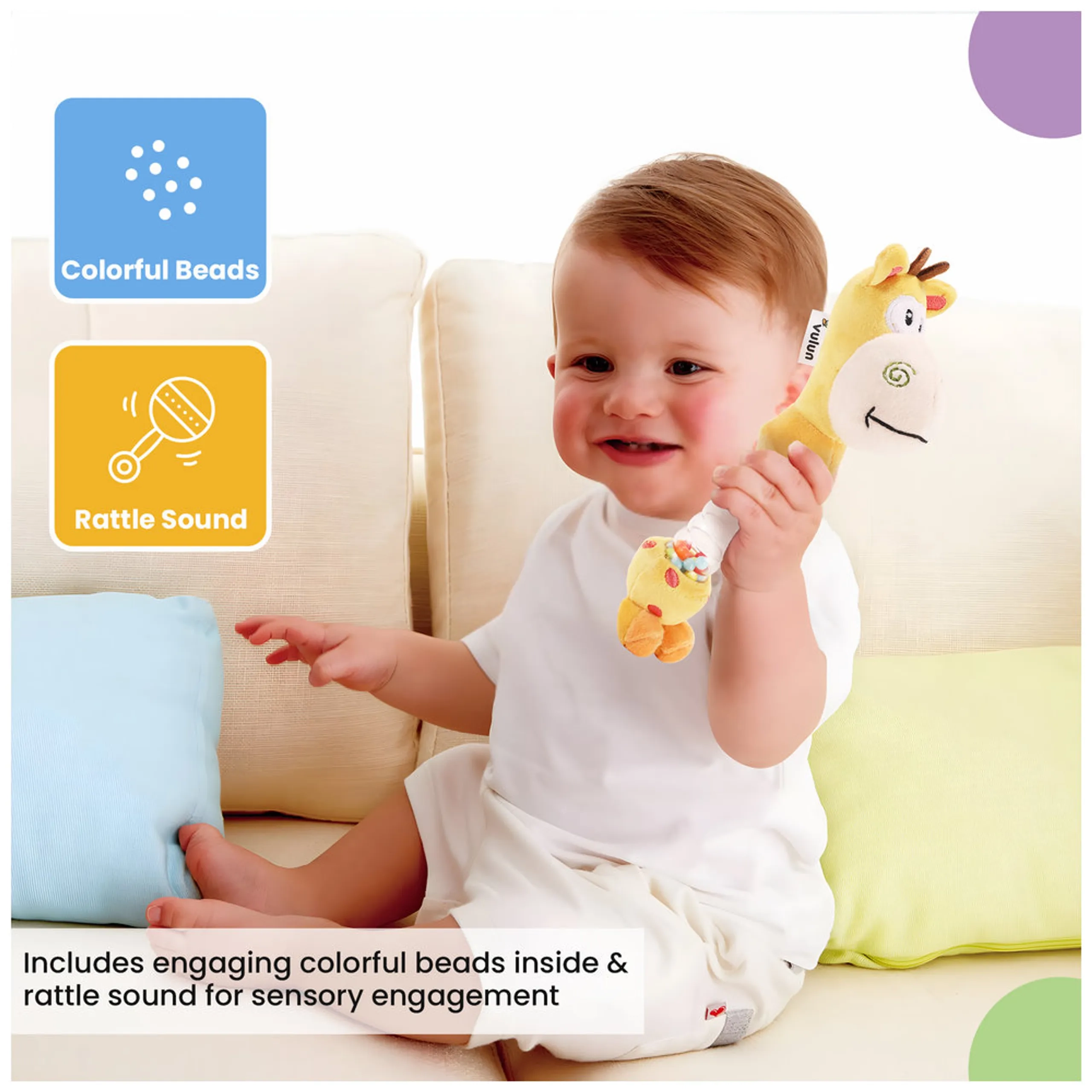 Playtime Giraffe Rattle - Suitable For 0 to 12 Years soft, plush material