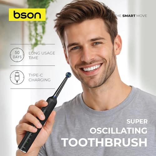 Super Oscillating Toothbrush - 15 Cleaning Combinations IPX7 Waterproof Type-C Powered