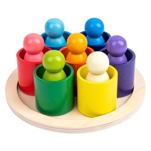 Rainbow Wooden Cup Set - over 3 years old 12 pieces