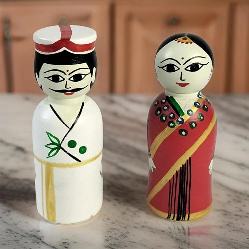 Wooden Peg Dolls, Raja Rani Couple - 2 pcs (RRCD121)
