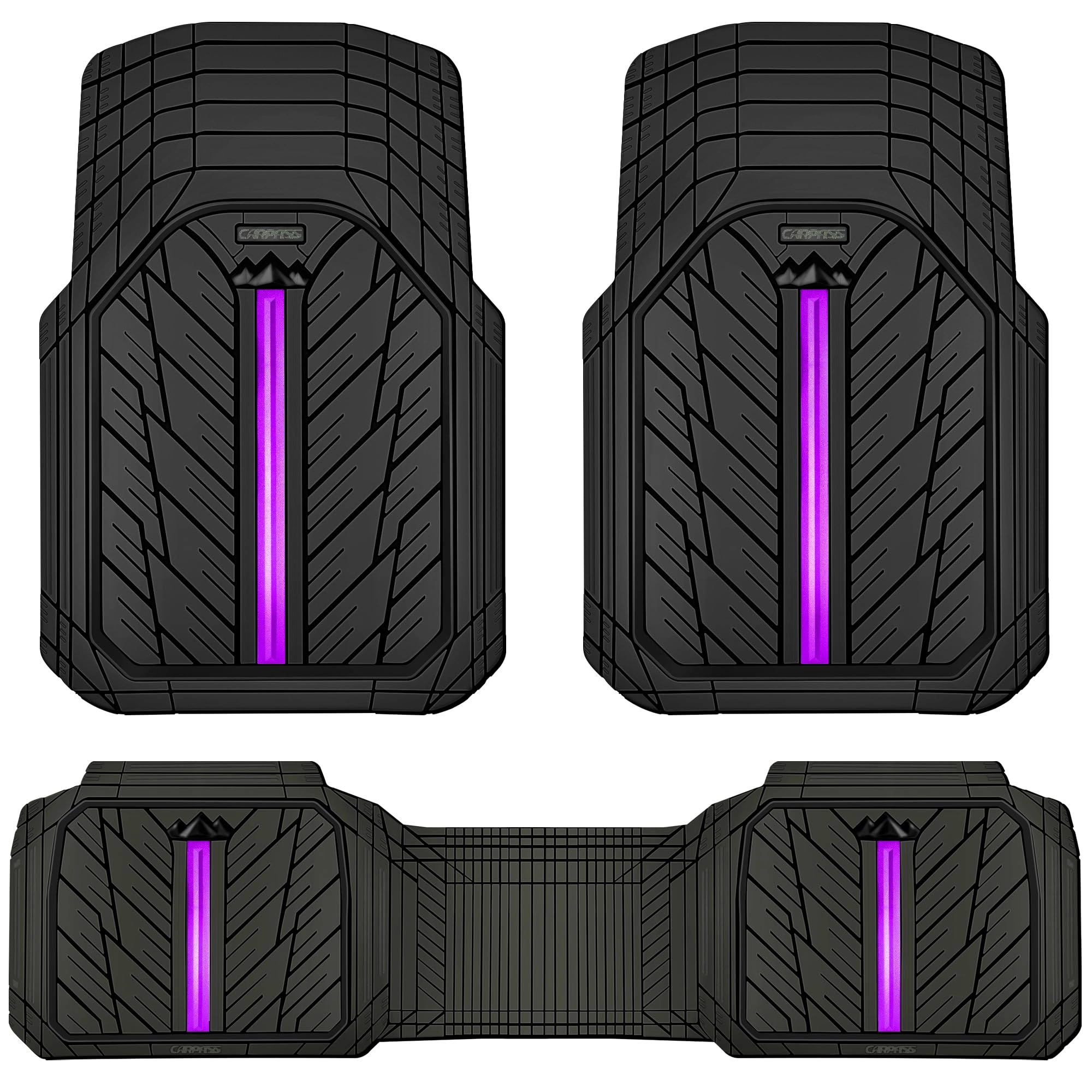 car pass Heavy Duty Rubber Car Mats - Metallic Waterproof Universal