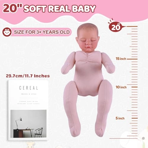 Reborn Baby Doll - 20 Inch Vinyl Cotton Girl Gift Box Ages 3+