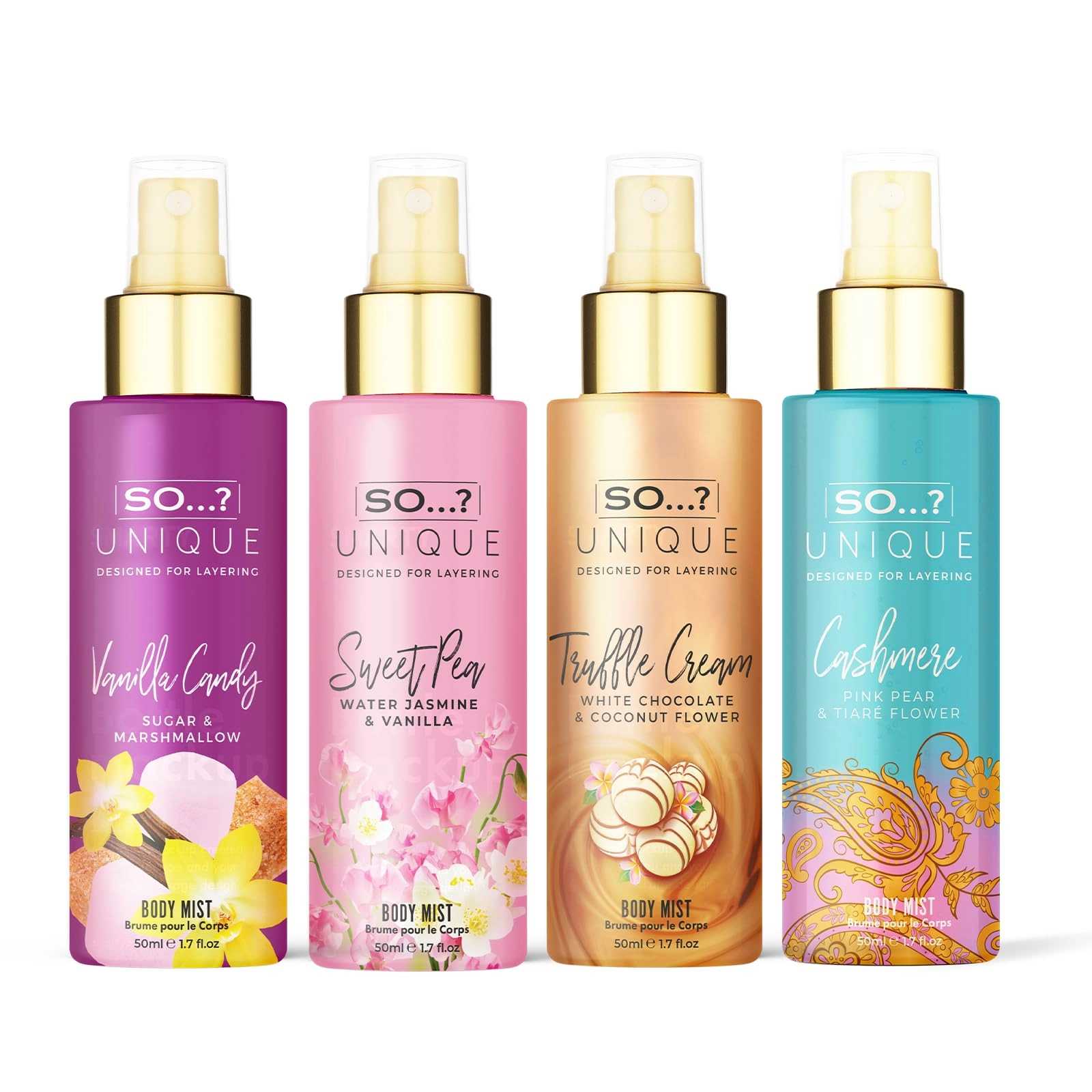 Unique Mini Mist Womens Gift Set - Body Mist 4 x 50ml.