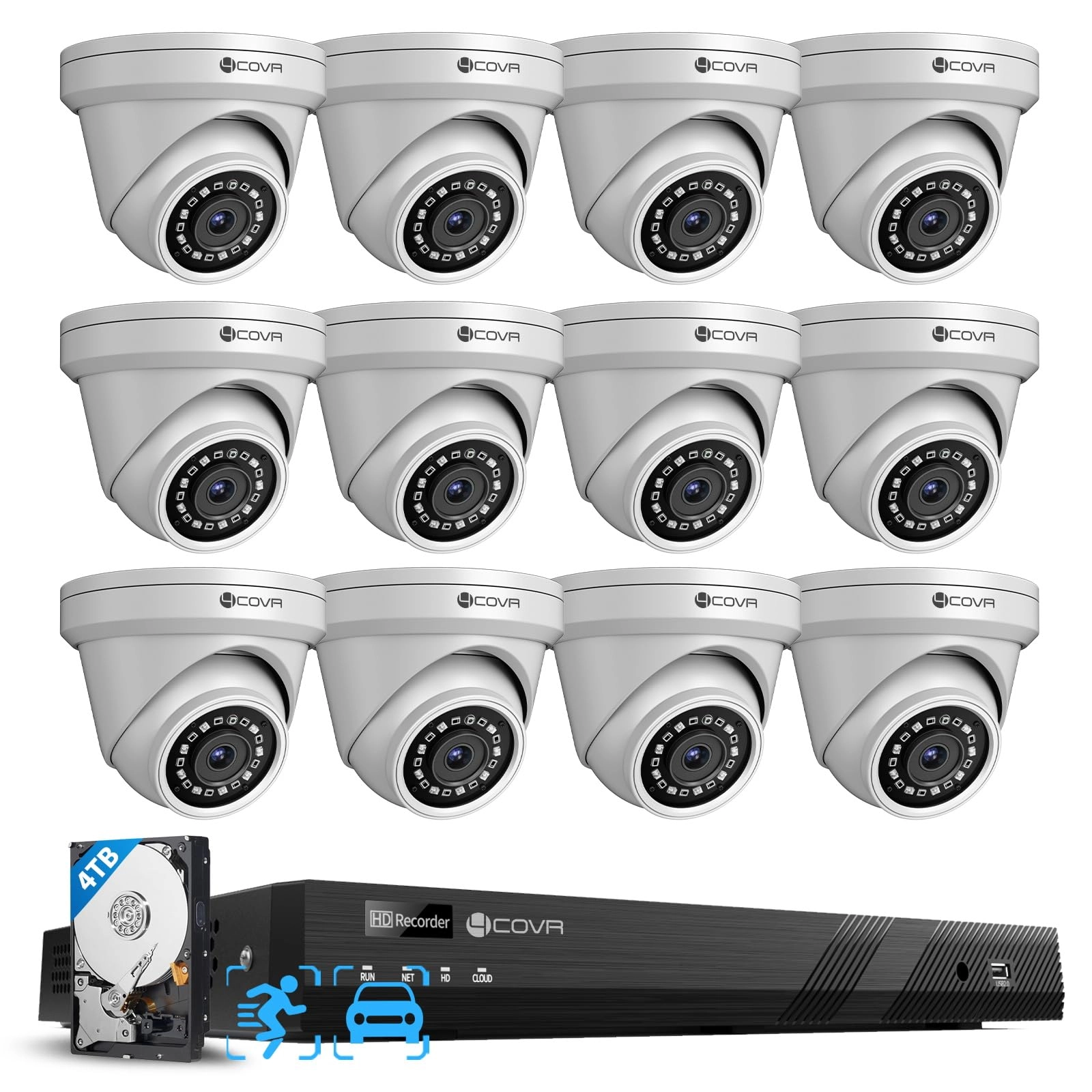 4COVR 4K PoE Security Camera System - 12 16 Channel 5MP