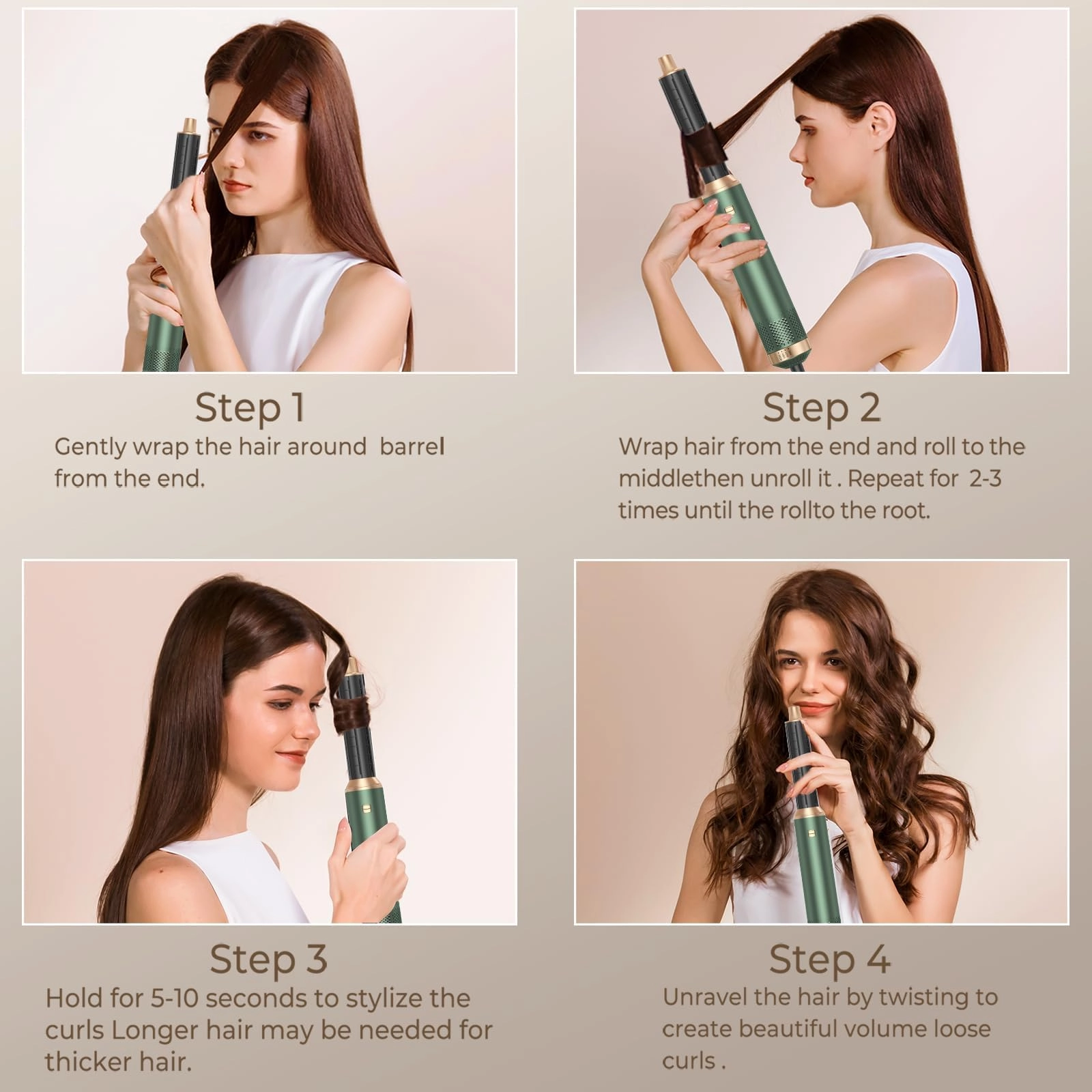 5 in 1 Blow Dryer Brush - Green Gold 800 watts