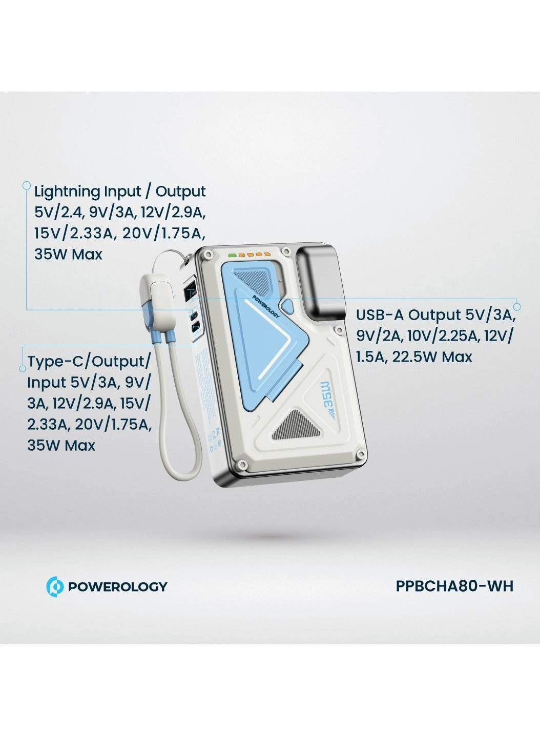 PPBCHA80-WH - 10000mAh 35W Fast Charging MagSafe Compatible