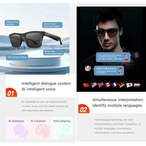 Bluetooth Smart Glasses - 144 Languages Bluetooth 5.3