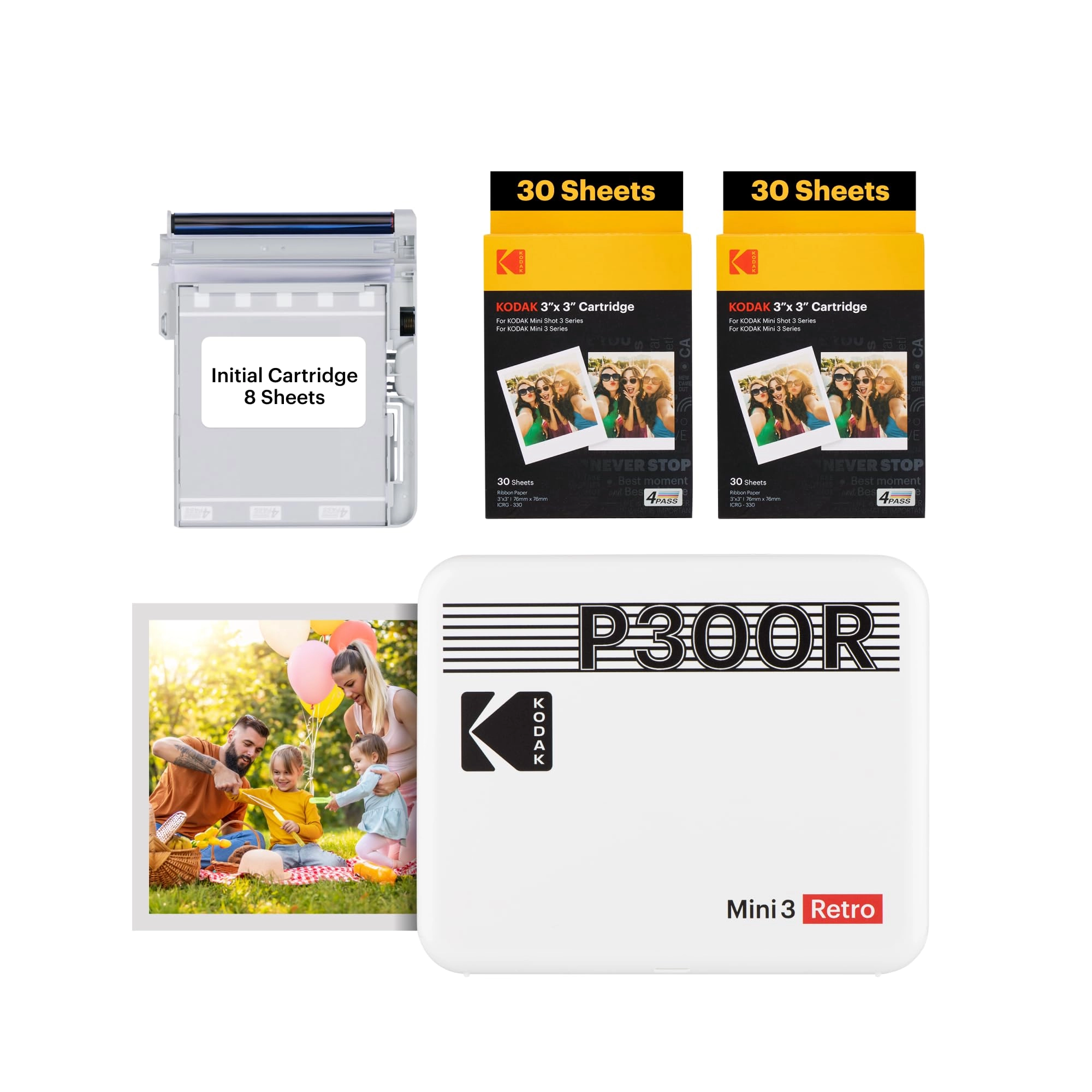 Kodak Mini 3 Retro CAR-P300RW - 7.5 X 7.5 centimeter Pack