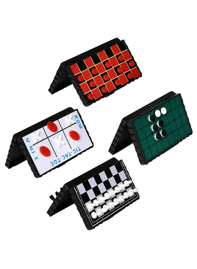 Point Games Travel Board Game Set - Pack Of 4 Classic Magnetic Games Bundle