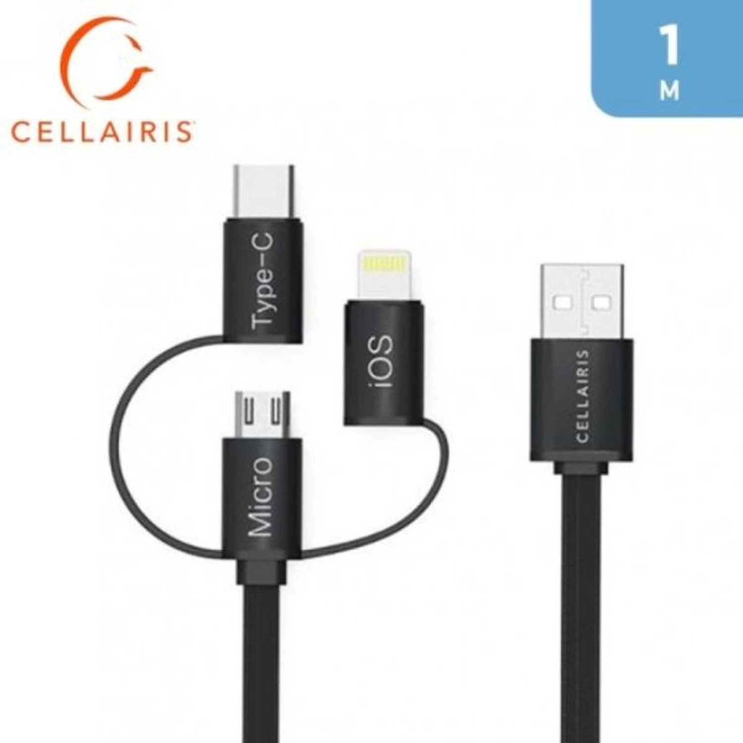 3-in-1 USB Cable Type-C to Lightning 1m