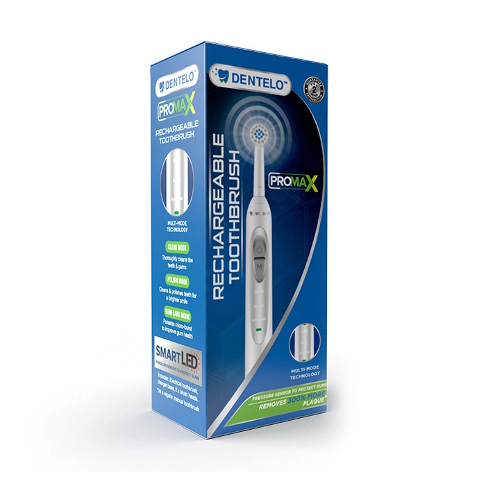 Dentelo Promax Rechargeable Toothbrush - Pressure Sensor Removes 300% More Plaque