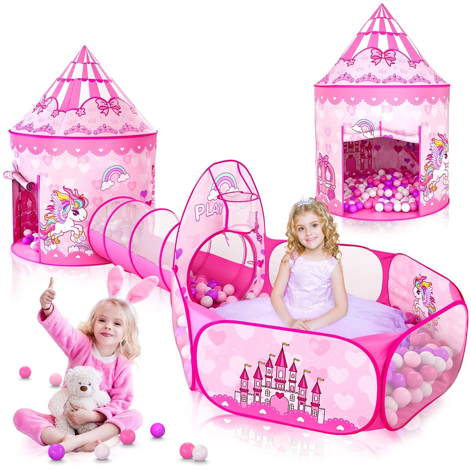 Princess Tent + Ball Pit + Crawl Tunnel