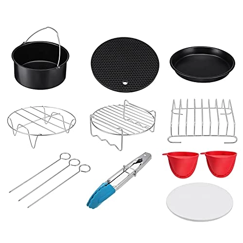 Cake Barrel + Pizza Pan + Silicone Mat + Metal Holder + Skewer Rack + Bread Shell + Food Tong + Silicone Mini Mitt Glove + Perforated Parchement Paper - Silicone Stainless Steel Carbon Steel 9 Pcs