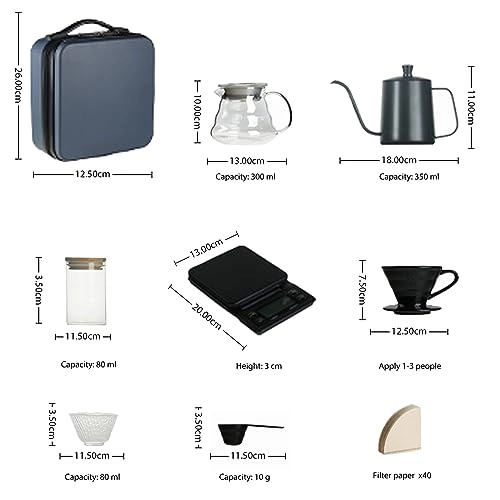 Glass Sharing Kettle + Gooseneck Kettle + Coffee Can + Ceramic Distillation Funnel + Coffee Scale + Glass Mug + Spoon + Paper Filters