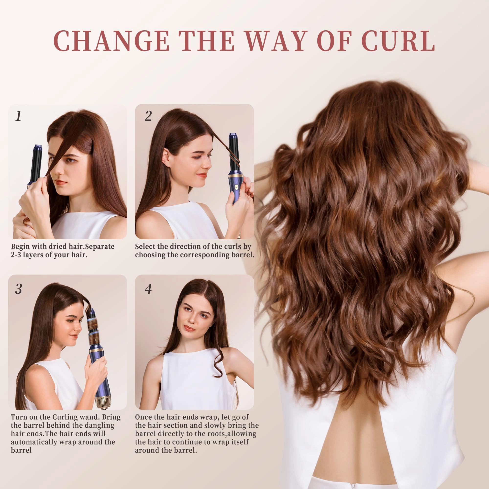 6 in 1 Hair Dryer Brush - 700 watts Gold