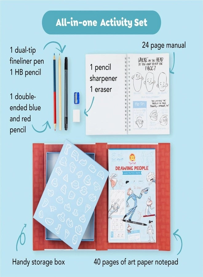 Drawing Inspiration - 50 page Guided Sketchbook 1 x dual-tip fine liner pen 1 x 2B artist's pencil
