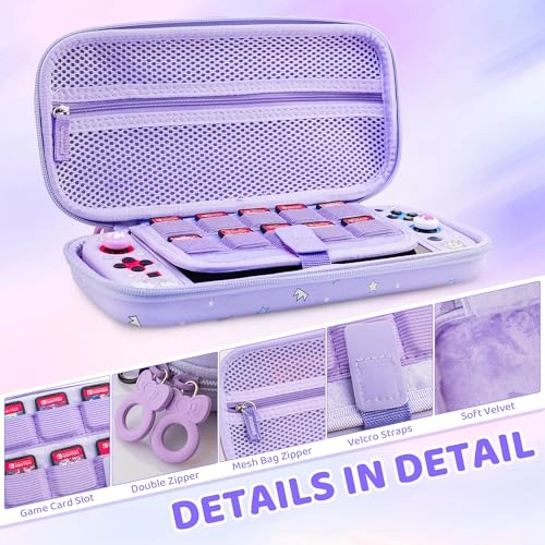 Carrying Case for Nintendo Switch OLED - Hard Storage Screen Protector 2 Thumb Caps