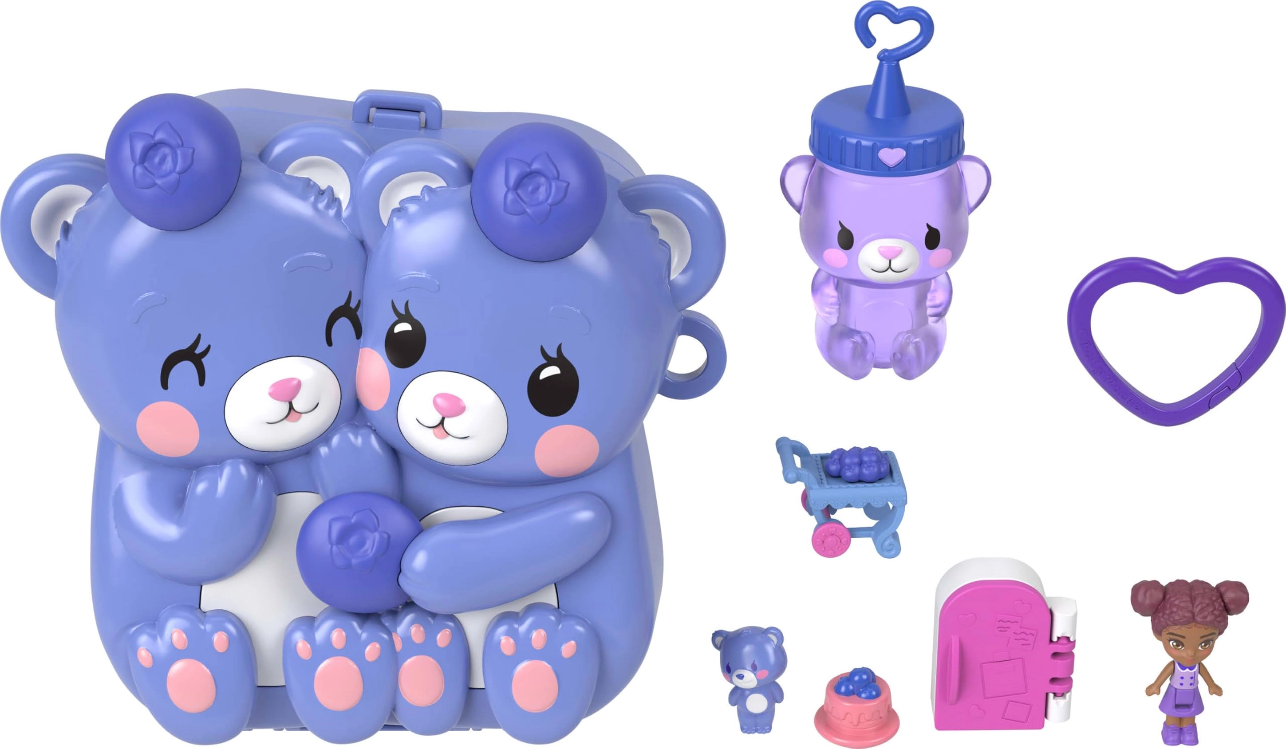 Polly Pocket Best Blueberry Friends Box - 1 Micro Doll 8 Accessories Ages 4+
