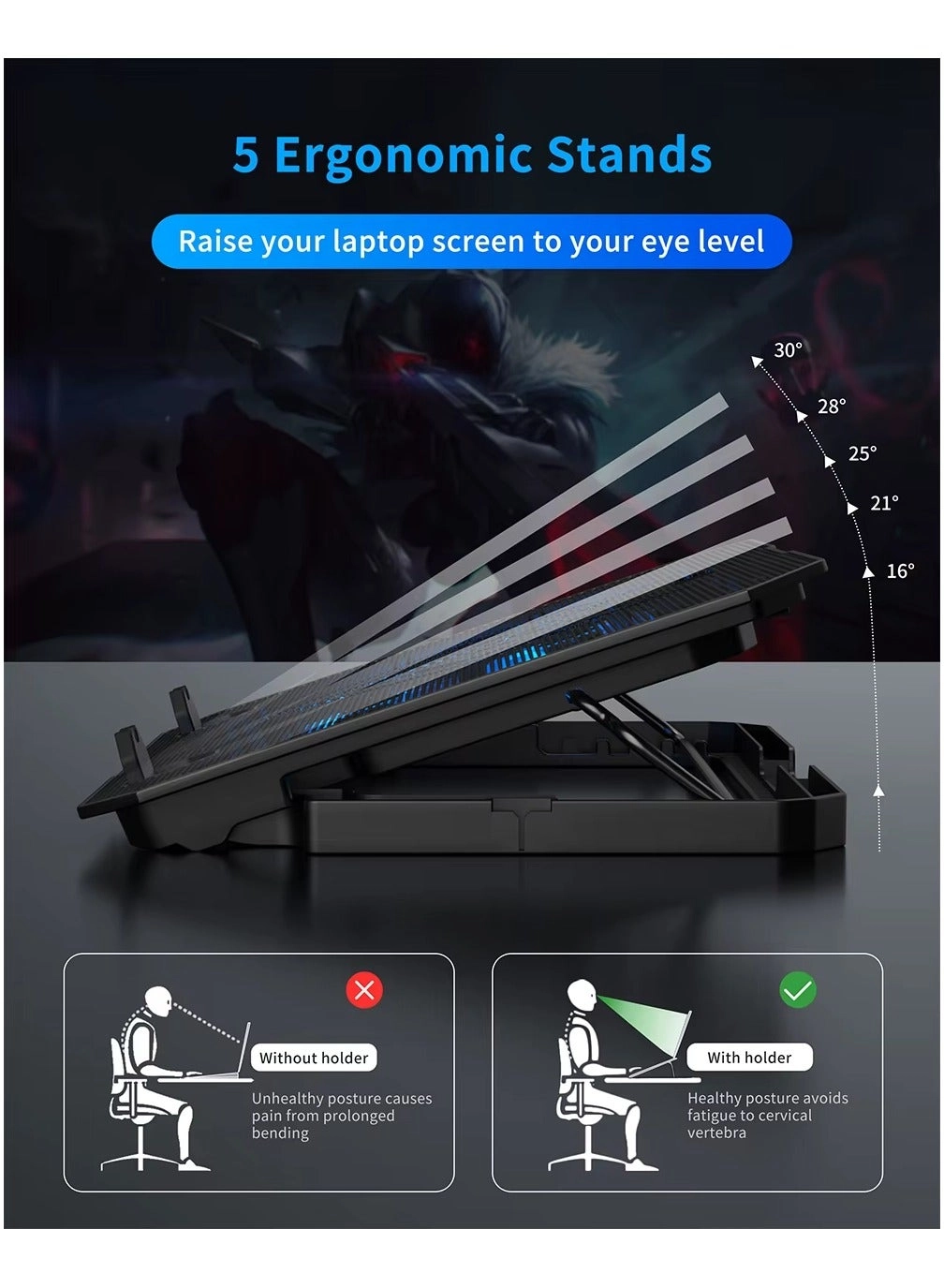 Laptop Cooling Pad - 6 fans 12-18 inch