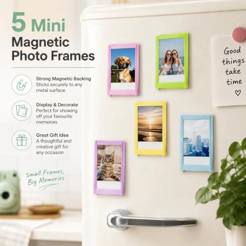 Camera Case - Clay White + Instax Mini Film 20 Shot + Mini Photo Album - 64 Pocket + Hanging Photo Display + Mini Desktop Photo Frames - 5 + Magnetic Fridge Photo Frames - 5 + Decorative Photo Border Stickers - 60