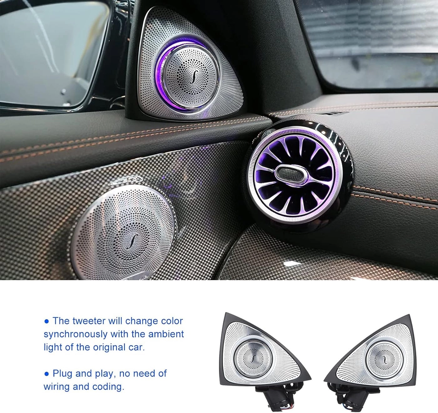 Rotating Tweeter - 64 Color 3D LED Ambient Lighting Replacement for E?Class W213 2017?2021