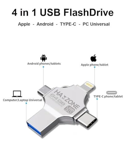 4-in-1 USB Flash Drive - Lightning Micro USB USB3.0 Type-C 64GB