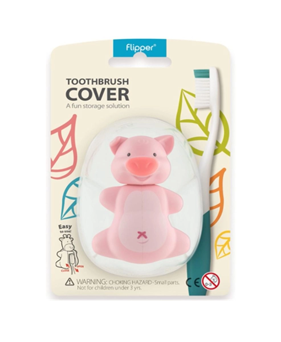 Flipper Toothbrush Cover - Fun Animal Piggy Pink