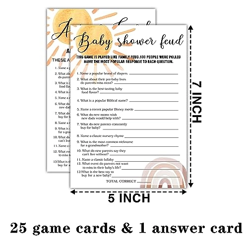 Boho Rainbow Oh Baby True or False Baby Shower Games - 25 cards 1 answer card