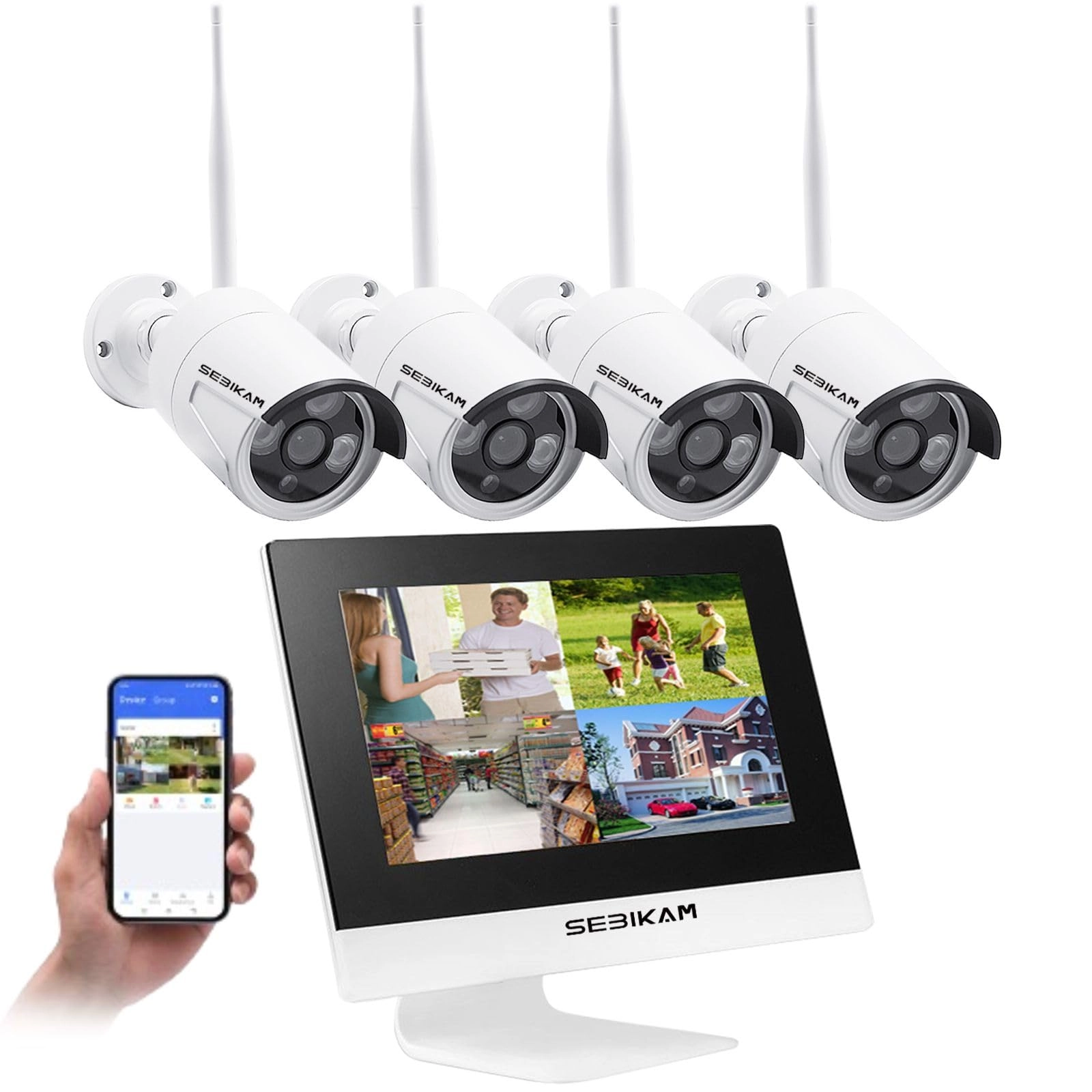 Sebikam Wireless Security Camera System - 4x 3MP 10CH 2K/3MP