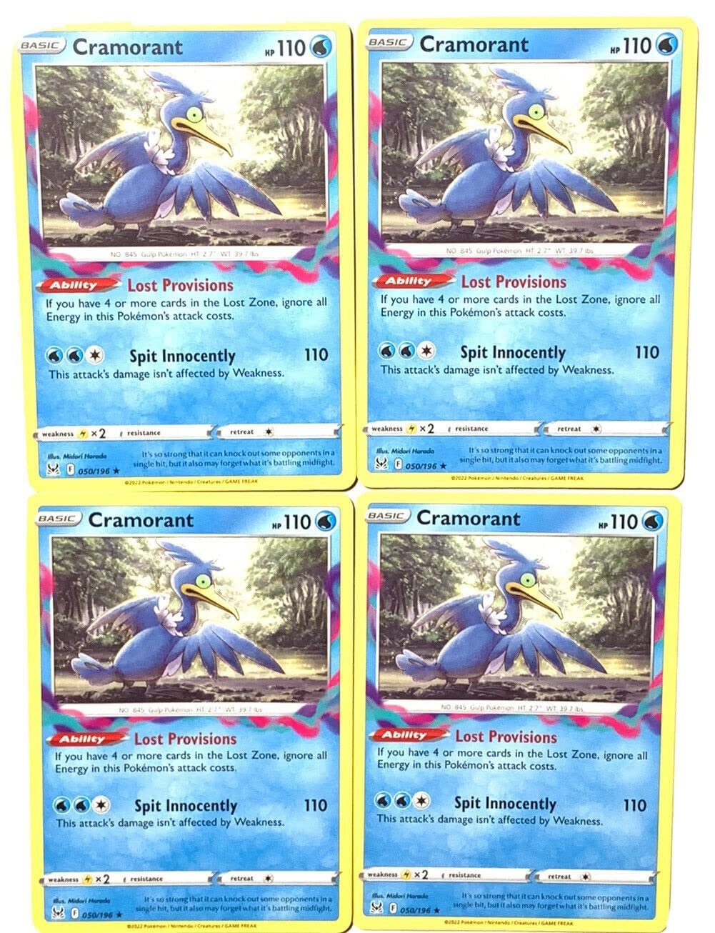 Pokémon Cramorant 050/196 - Lost Origin Rare Playset 4pcs