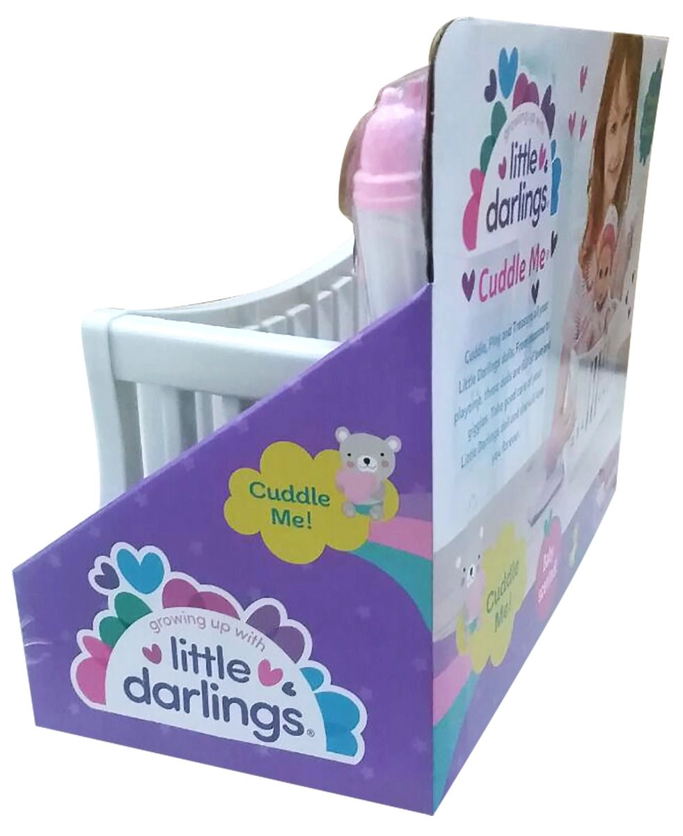 Little Darlings Doll - 8" fully poseable + Crib + blanket + milk bottle + sippy cup Ages 2+