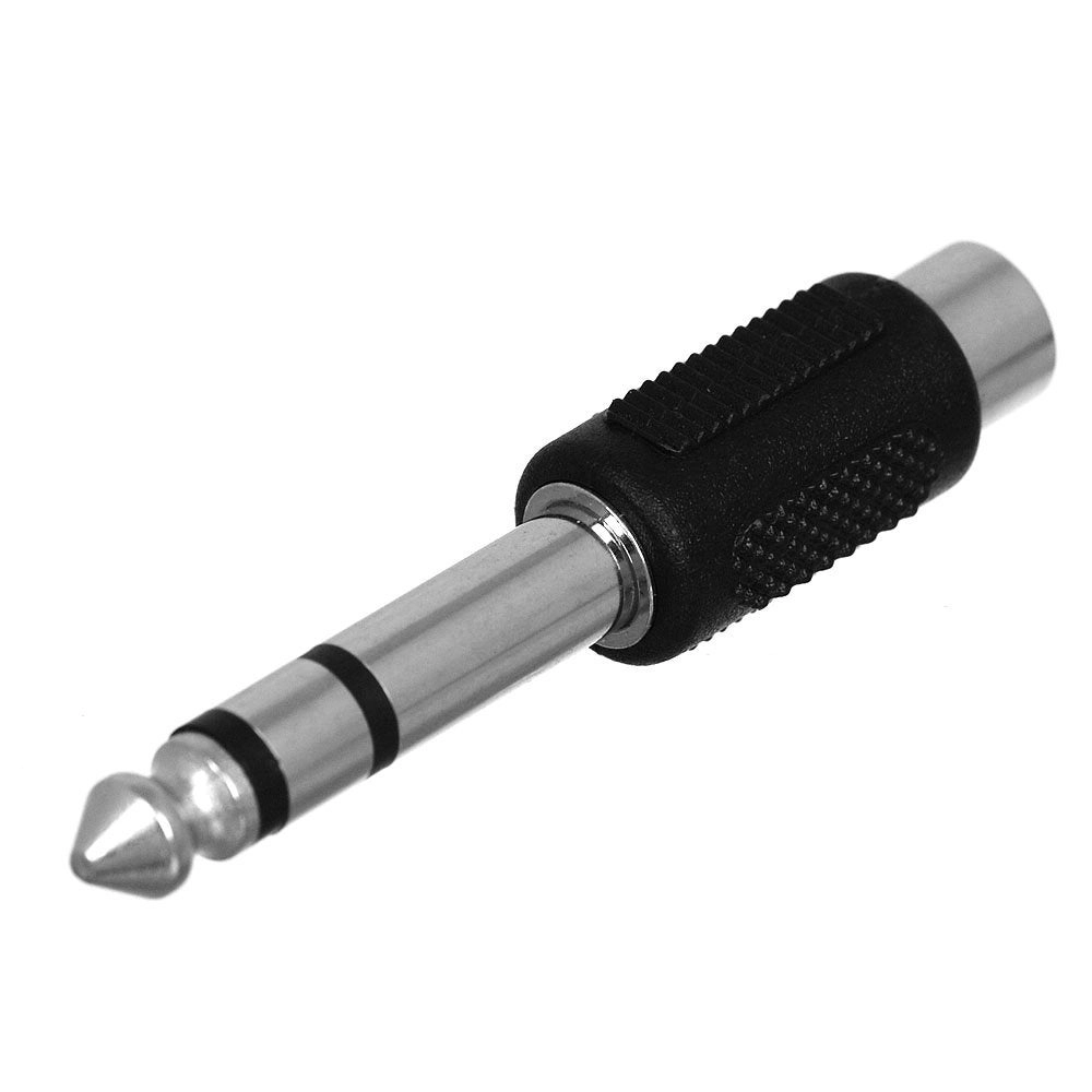 6.35mm 1/4 Inch Stereo TRS Male to RCA Female Jack - 4 Pack Silver