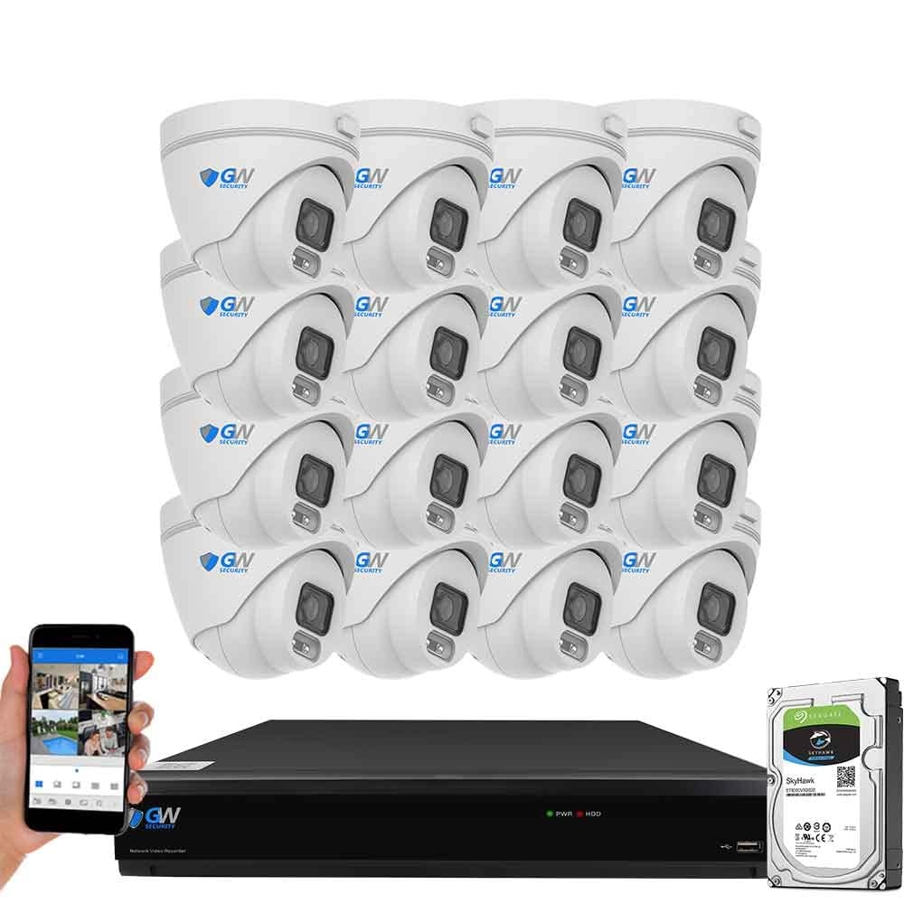 GW Security GW9516XVR - 16 Channel DVR + GW536HDMIC - 5MP Microphone Camera + GW100CAW - 100ft Cable + GW60CAW - 60ft Cable + GW12V5A - Power Supply + GW128CA - 1 to 8 Power Splitter