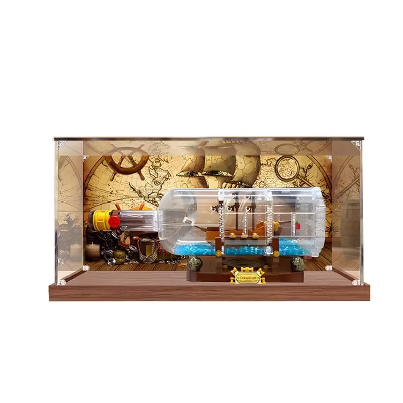 HCAEIOFJ Acrylic Display Case for LEGO Ideas 21313 - 3mm Wood-Plastic Composite base