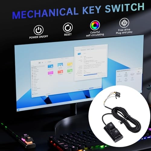 Desktop Computer Power Switch - 2m Cable 7 Color Auto Cycling Light