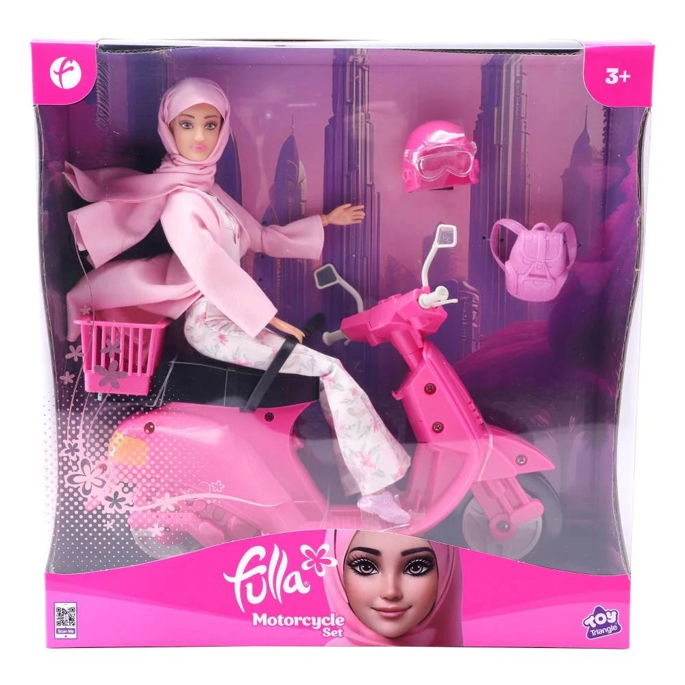 Doll - Pink + Motorbike - Purple + Schoolbag + Helmet Ages 3+